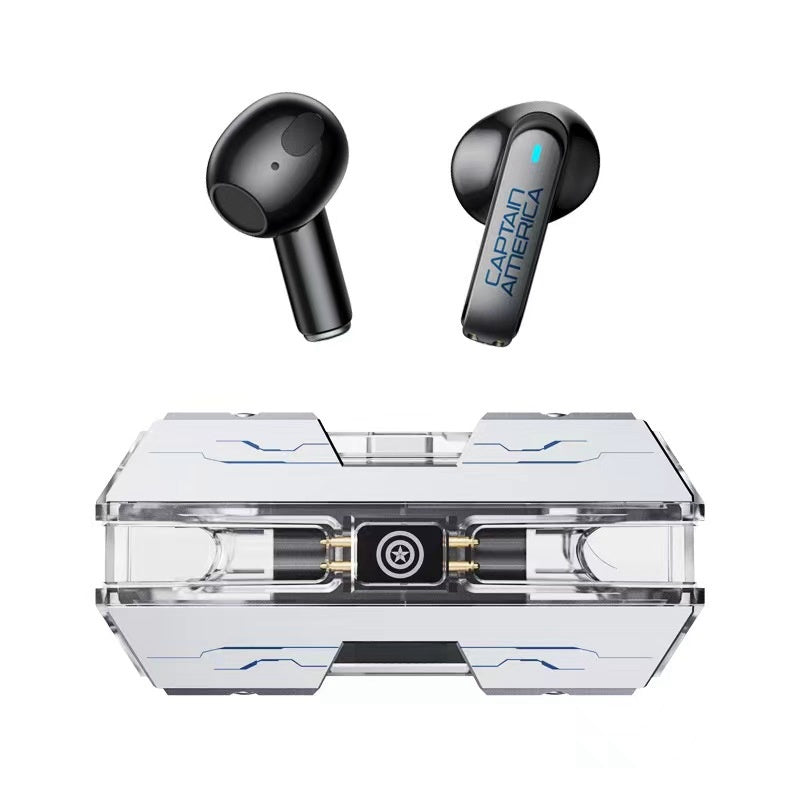 Marvel Iron Man Captain America Wireless Earbuds, Marvel TWS Bluetooth 5.3 Headphones with Battleship Design