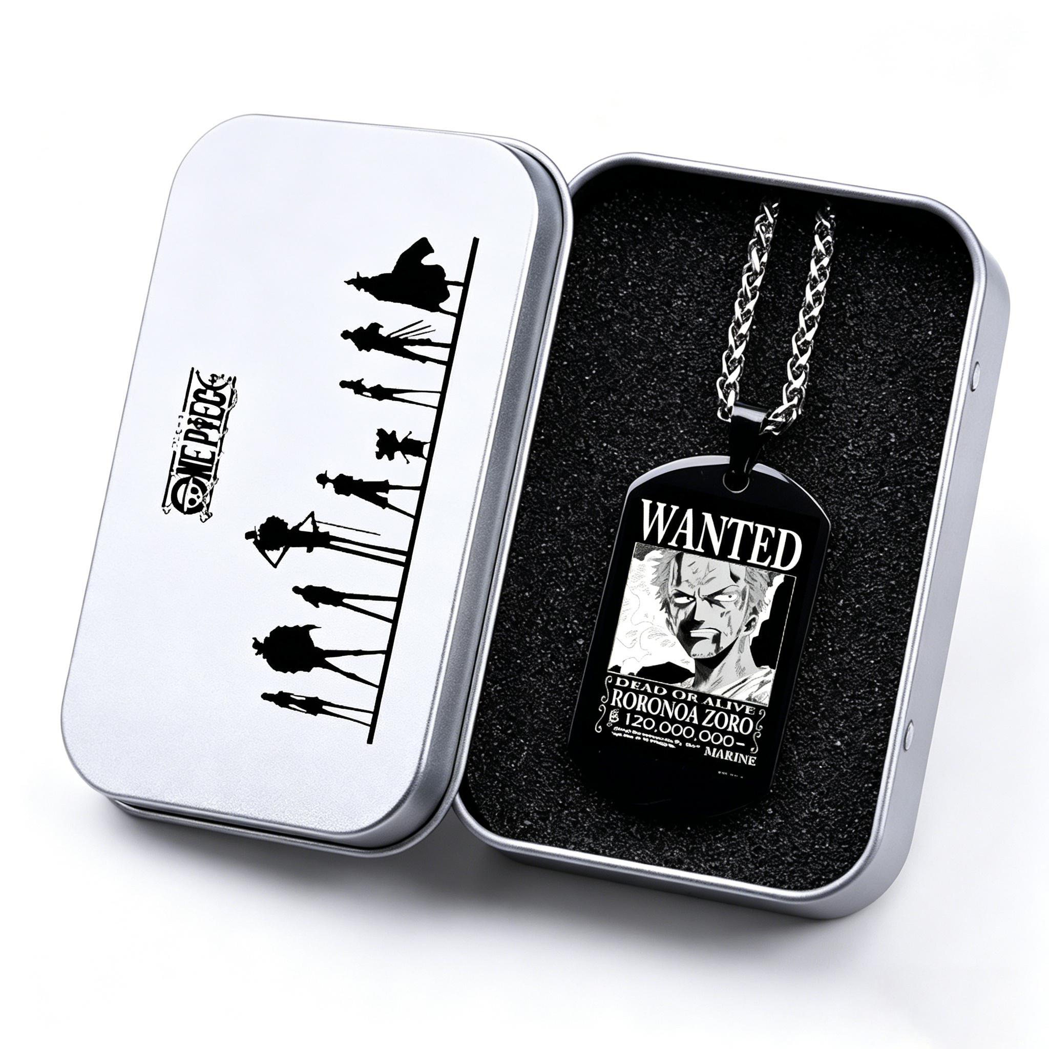 Collier pendentif plaque militaire One Piece Luffy Sanji, en acier titane, bijou anime pour fans