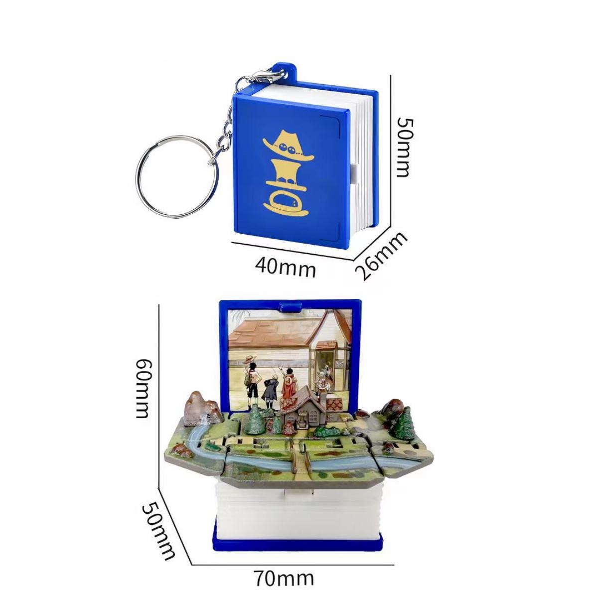 Porte-clés livre pop-up pliant en 3D LuffyAce/Sabo Les trois frères