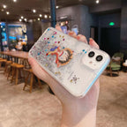 Coque iPhone Luffy/Chopper à paillettes liquide avec protection antichoc