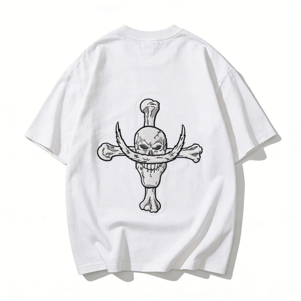 One Piece Whitebeard Edward Newgate Embroidered T-Shirt, Anime Oversized Cotton Tee