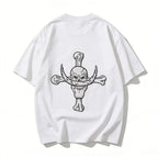 One Piece Whitebeard Edward Newgate Embroidered T-Shirt, Anime Oversized Cotton Tee
