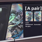 Autocollants laser de décoration de personnage pour colonne de voiture Tanjirou/Nezuko