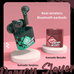Demon Slayer Tanjiro Nezuko Bluetooth Earbuds, Anime Wireless Headphones with Charging Case