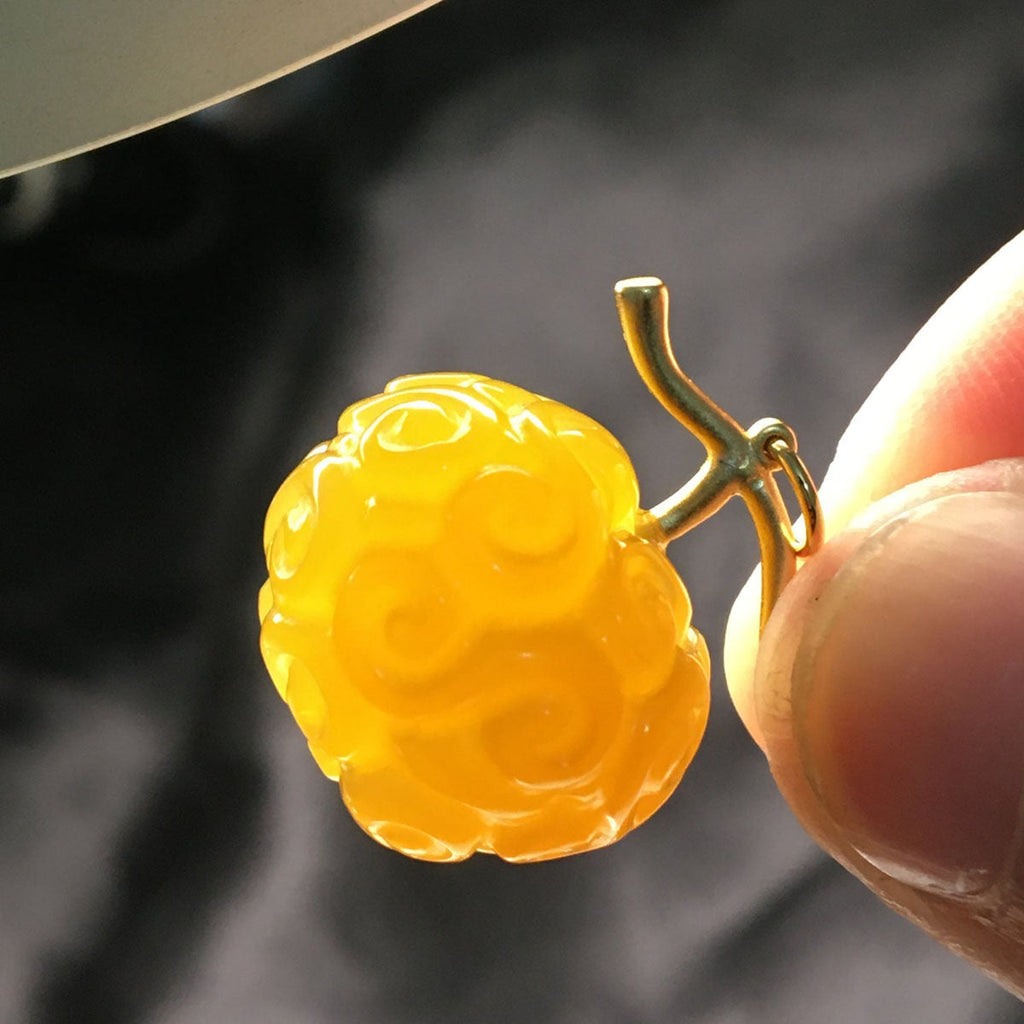 Ensemble collier et pendentif en agate naturelle faits à la main Luffy Fruit du démon