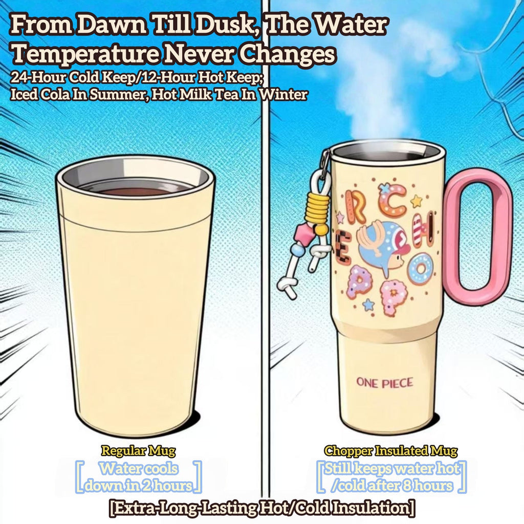 ONE PIECE Tony Tony Chopper Tumbler | Macaron Donut Design Cup with Handle & Straw