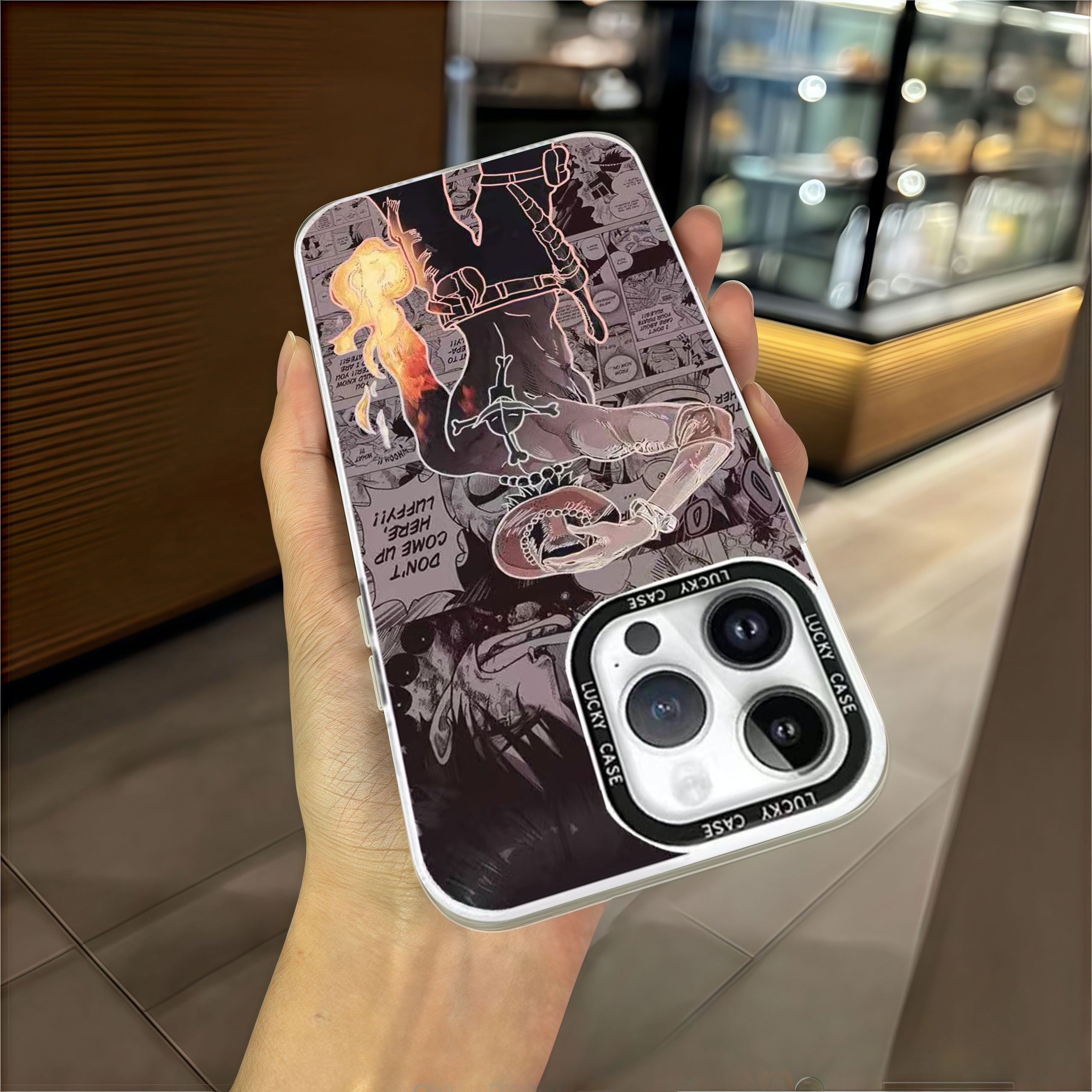 One Piece Portgas D. Ace Manga Print Phone Case, Neon Outline iPhone Case