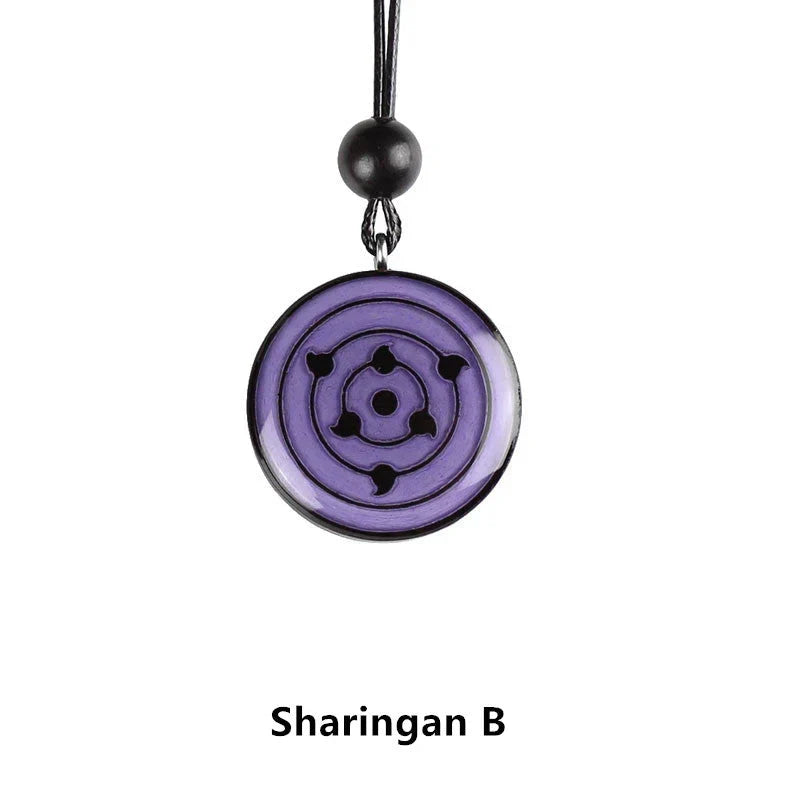 Ensemble de pendentifs collier Sharingan en bois de santal naturel sculpté à la main