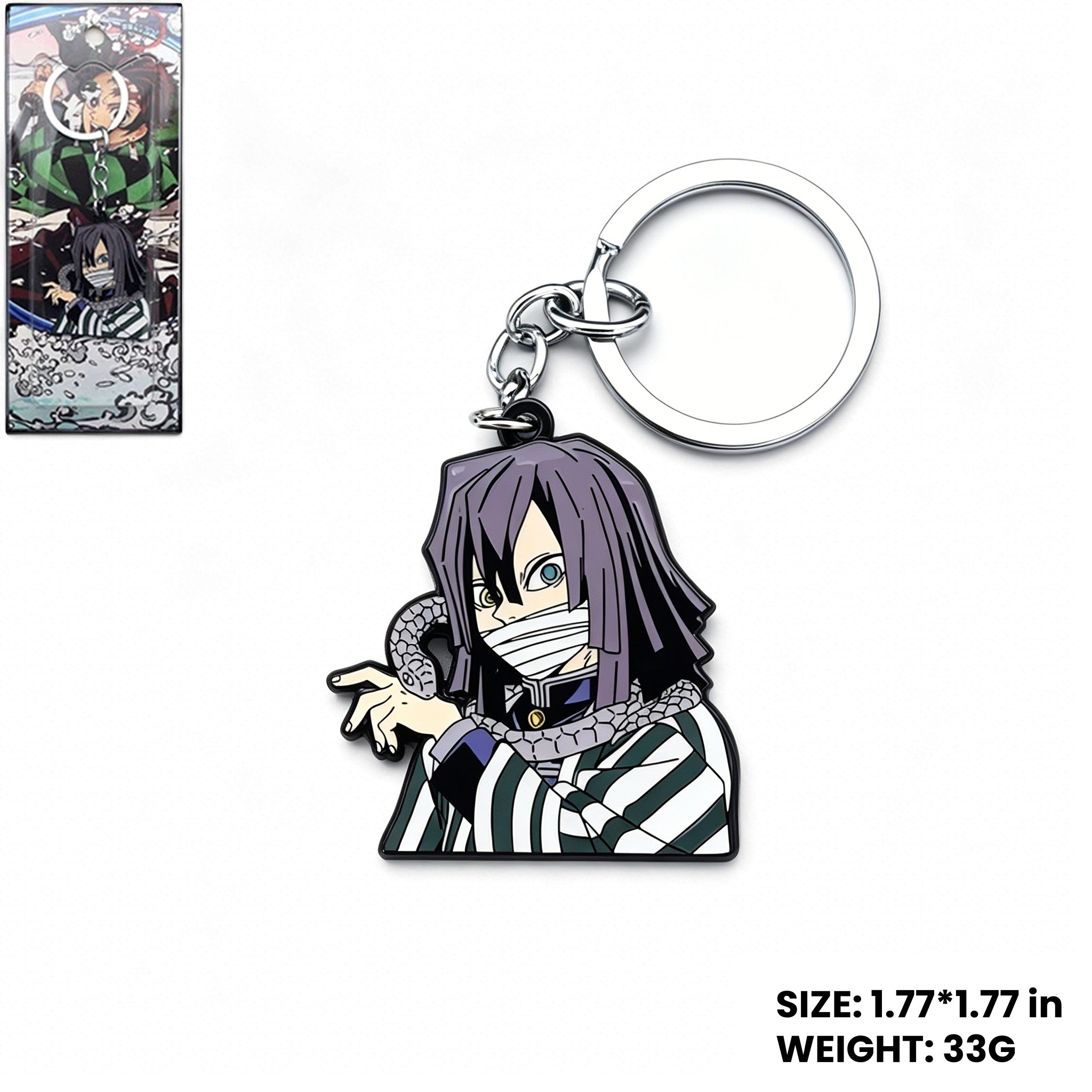Demon Slayer Kamado Tanjiro Porte-clés Rotatif et Collier, Ensemble de Bijoux Pendentif en Métal Anime