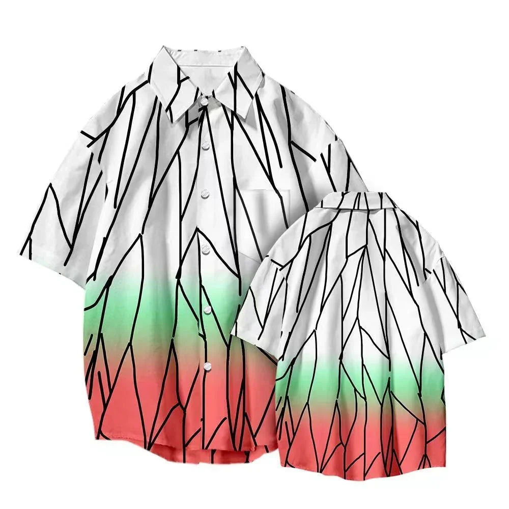 T-shirt Tanjirou/Nezuko, nouveauté été, coupe ample, chemise COS imprimée, tendance jeune décontractée, polyvalente