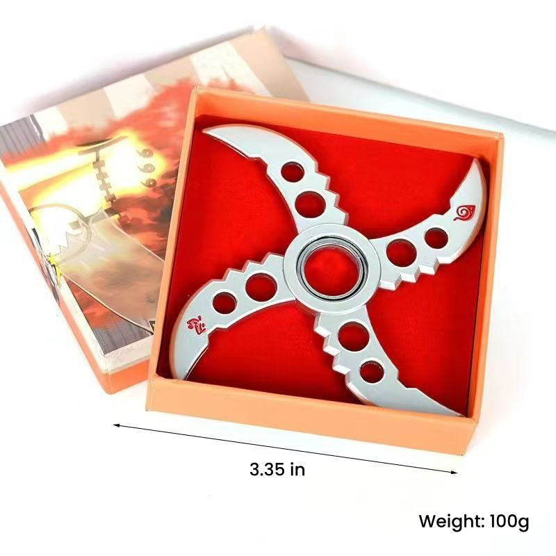 Naruto Uzumaki Konoha Symbol Shuriken Fidget Spinner, Stress Relief Metal Toy