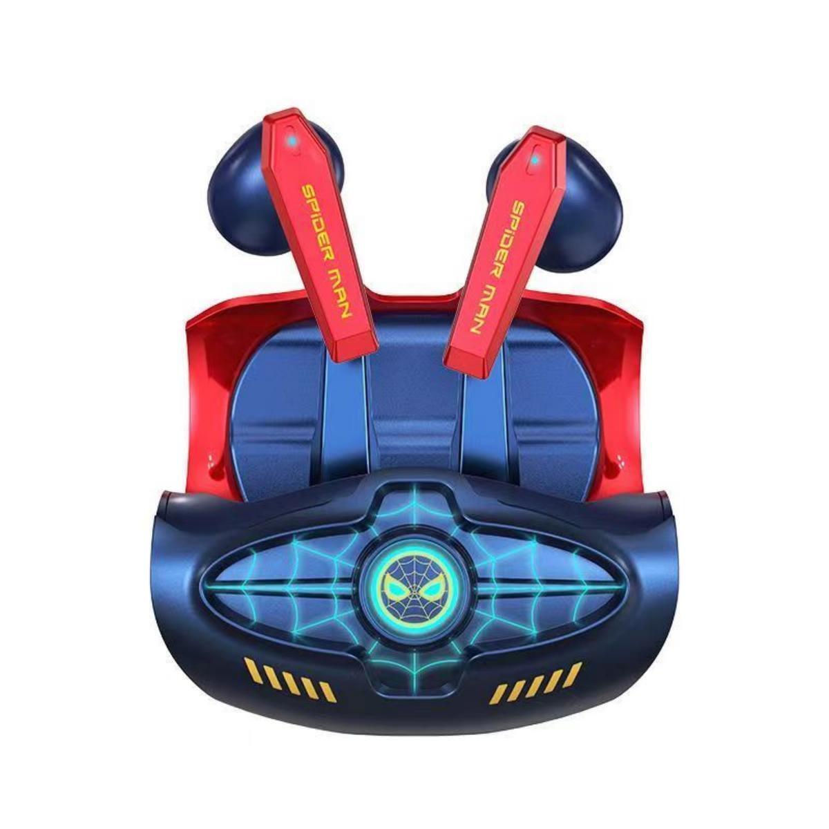 Marvel Spider-Man Iron Man Wireless Earbuds, Marvel TWS Bluetooth Headphones with LED Charging Case