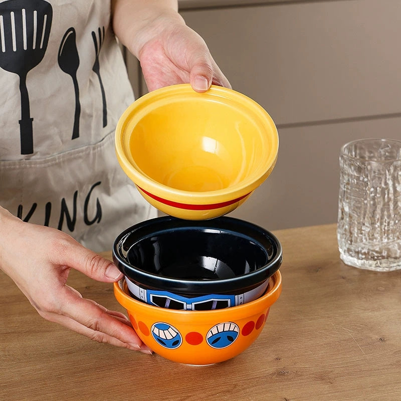 Luffy/Ace/Sabo Straw hat shaped ceramic bowl - The original hat can also be used to hold food