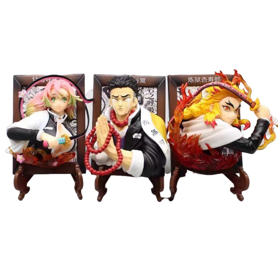 Demon Slayer Kyojuro Mitsuri Gyomei Frame Bust Figure, Anime Hashira Photo Frame Statue Collectible