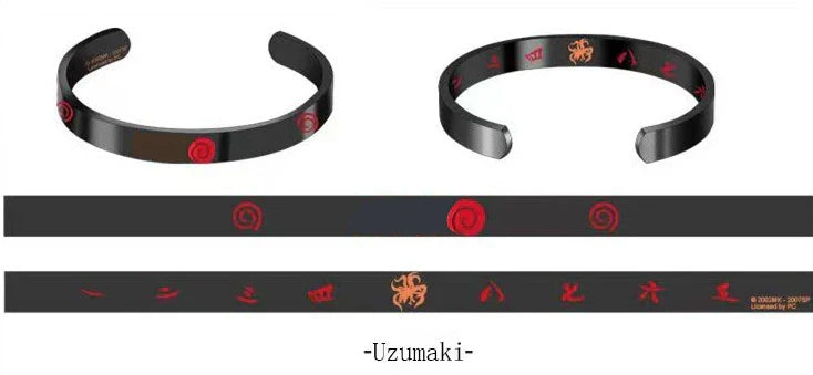 Bracelets secondaires en métal Jiraya/Itachi (diamètre intérieur 64 mm x 8 mm)