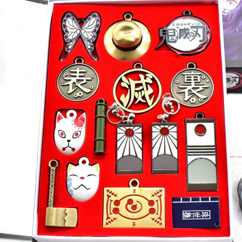 Ensemble de porte-clés Demon Slayer Tanjiro Kamado à collectionner, pendentifs en métal et répliques d'épées d'anime