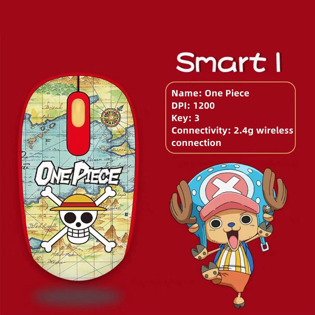 One Piece Chopper Luffy 2.4G Wireless Mouse, Cute Anime 1200 DPI Optical Computer Mouse for Laptop PC