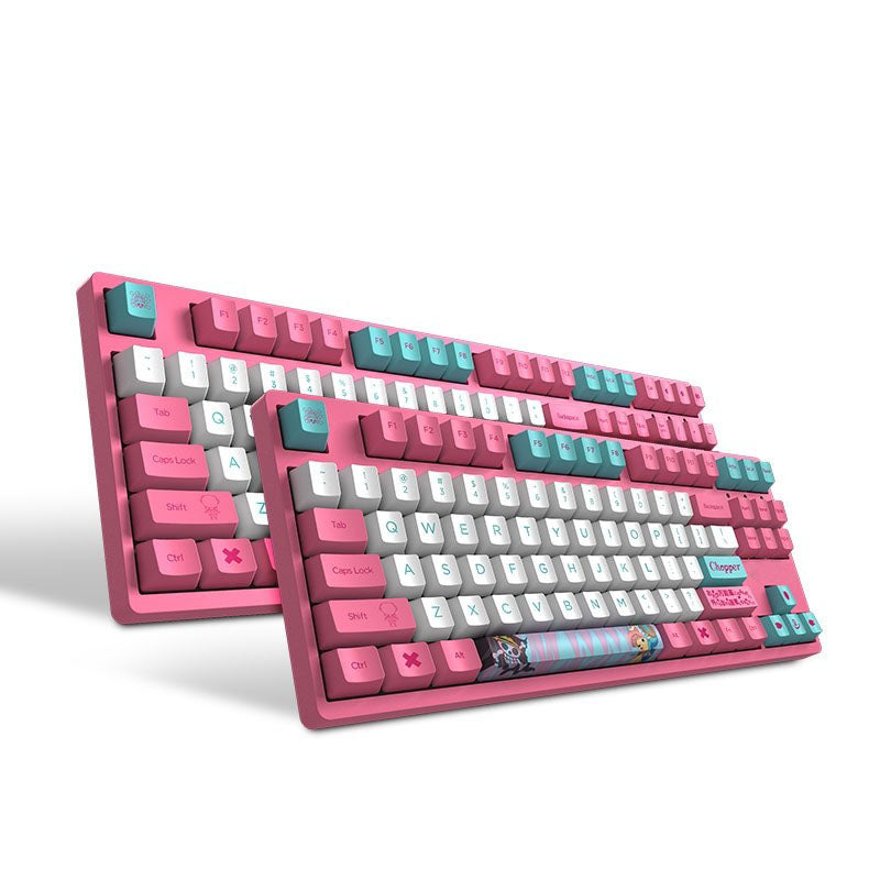Clavier mécanique One Piece Chopper Luffy, clavier de jeu rose anime PBT à 108 touches avec touches personnalisées