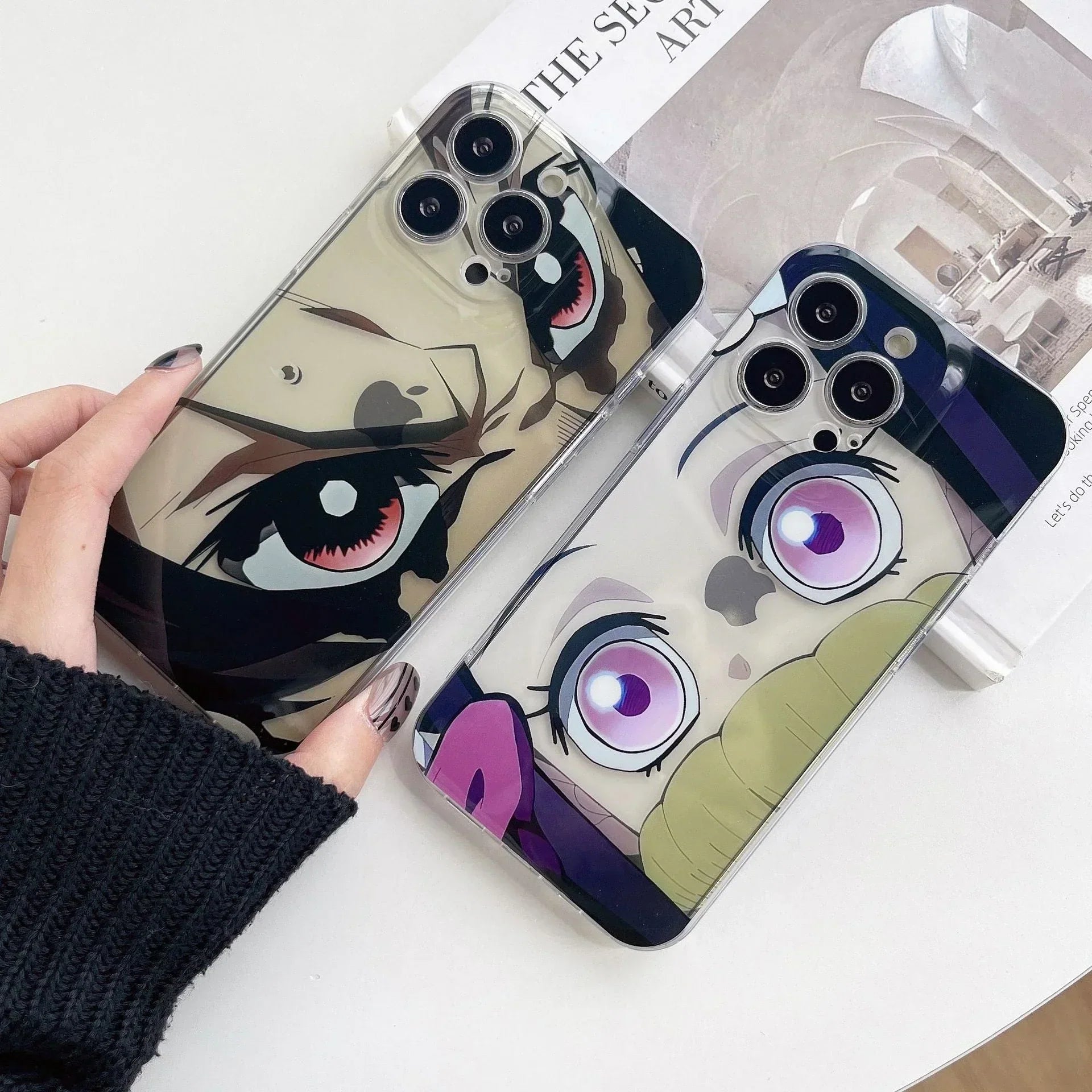 Coque de téléphone Nezuko/Tanjirou en silicone résistant aux chocs