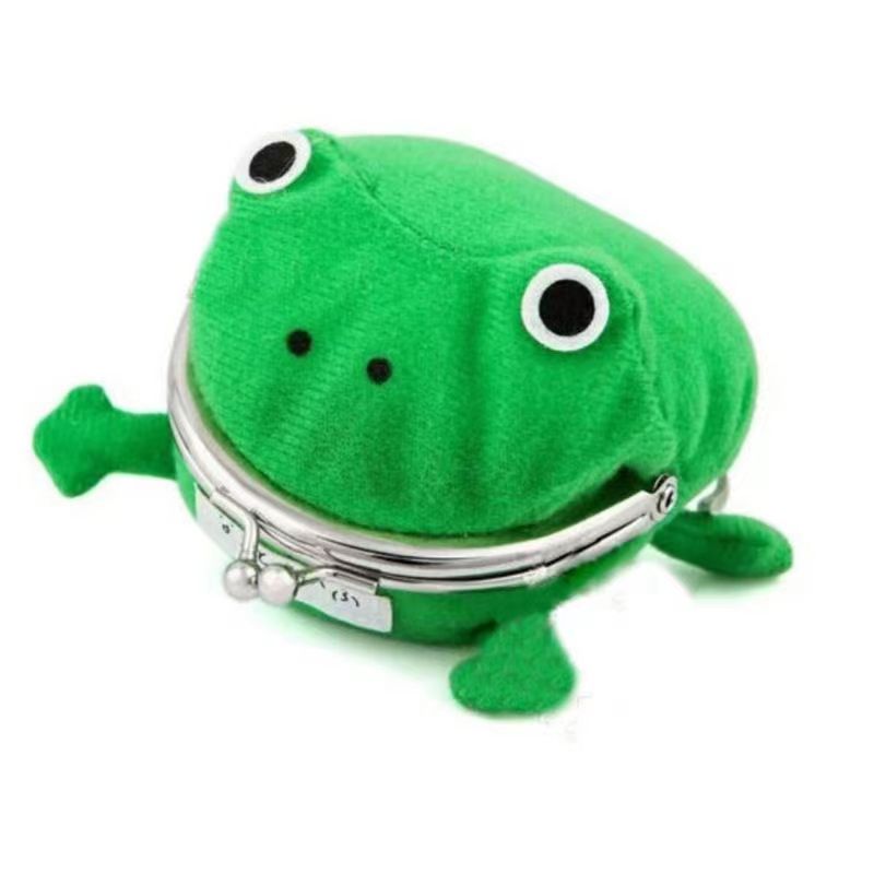 Naruto Frog Coin Purse, Anime Green Frog Plush Kiss‑Lock Mini Wallet