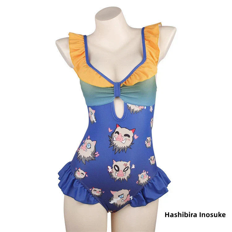 Nezuko/Tanjirou/Zenitsu/Inosuke Cosplay maillot de bain bikini femme sexy