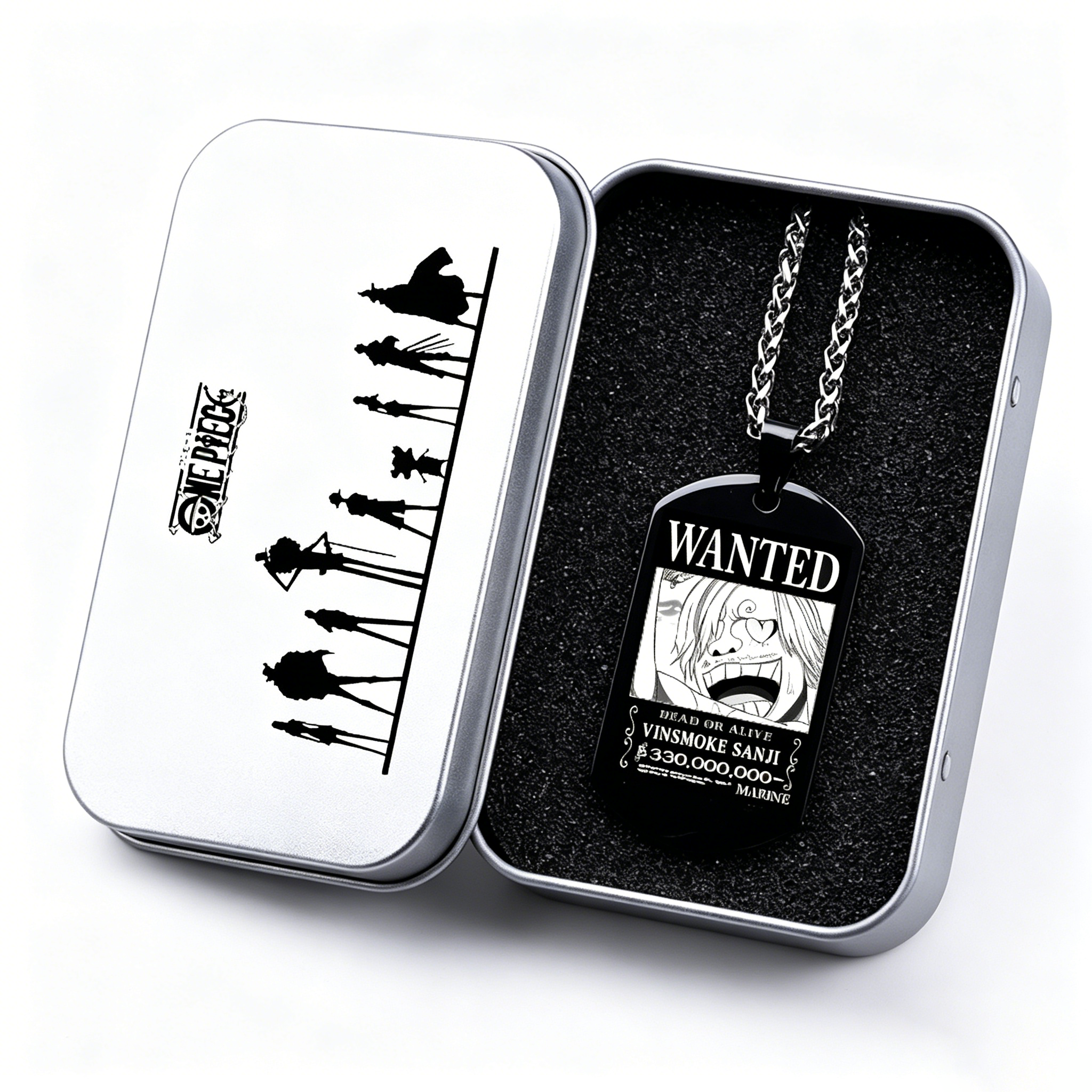 Collier pendentif plaque militaire One Piece Luffy Sanji, en acier titane, bijou anime pour fans