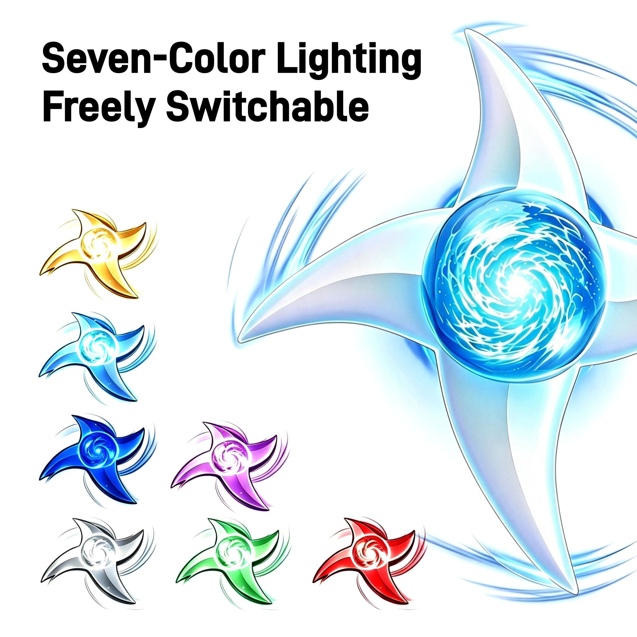 Naruto Rasengan Spiral Shuriken LED Light Up Cosplay Prop, 1:1 Replica Rotatable RGB Color Changing Glowing Ninja Shuriken Toy, Anime Cosplay Accessory Collectible Gift For Fans