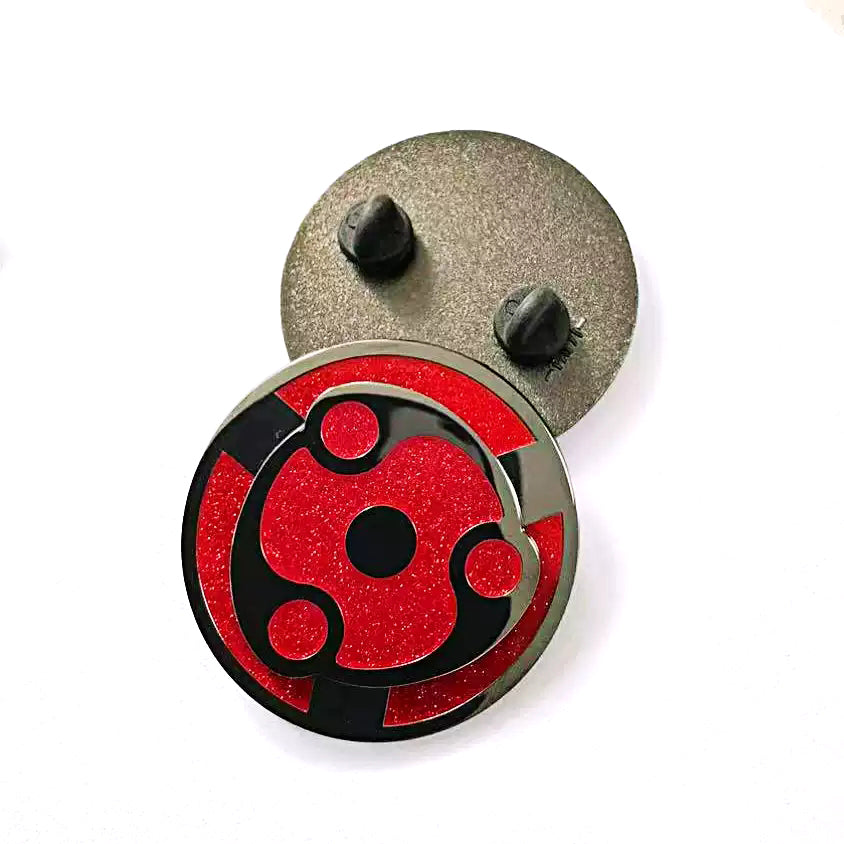 Naruto Uchiha Madara Sharingan Mangekyo Rotatif Épingle en émail, Broche Anime Rotative