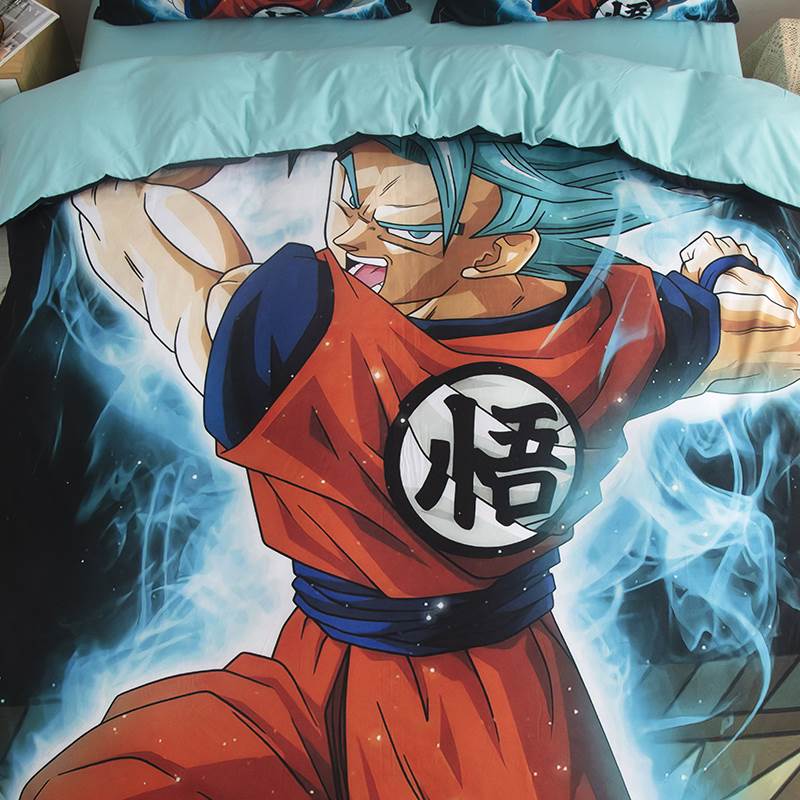 Parure de lit trois pièces Son Goku en pur coton pour un style BD attrayant