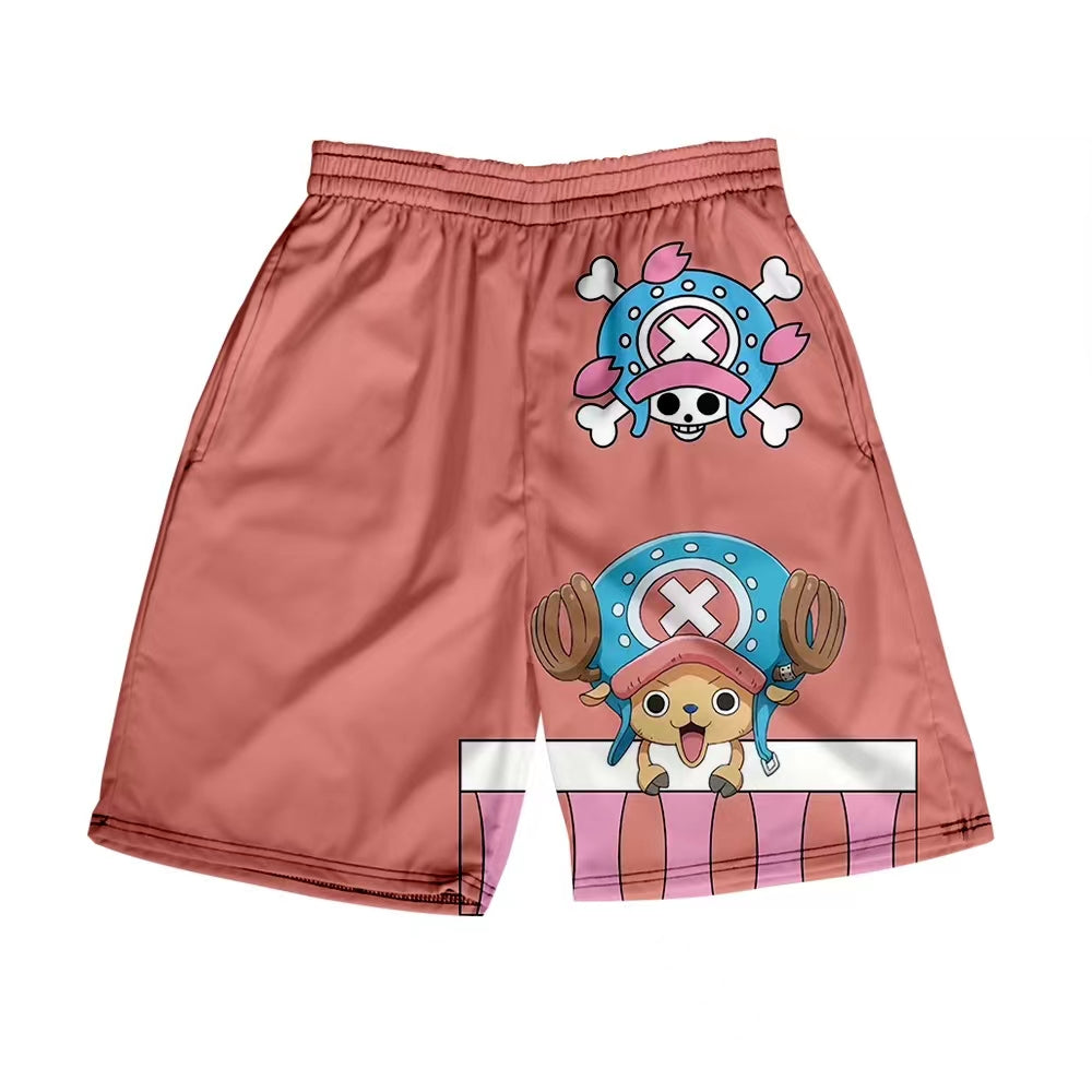 Shorts d'été Luffy/Zoro/Sanji/Chopper Pantalon imprimé texte exquis
