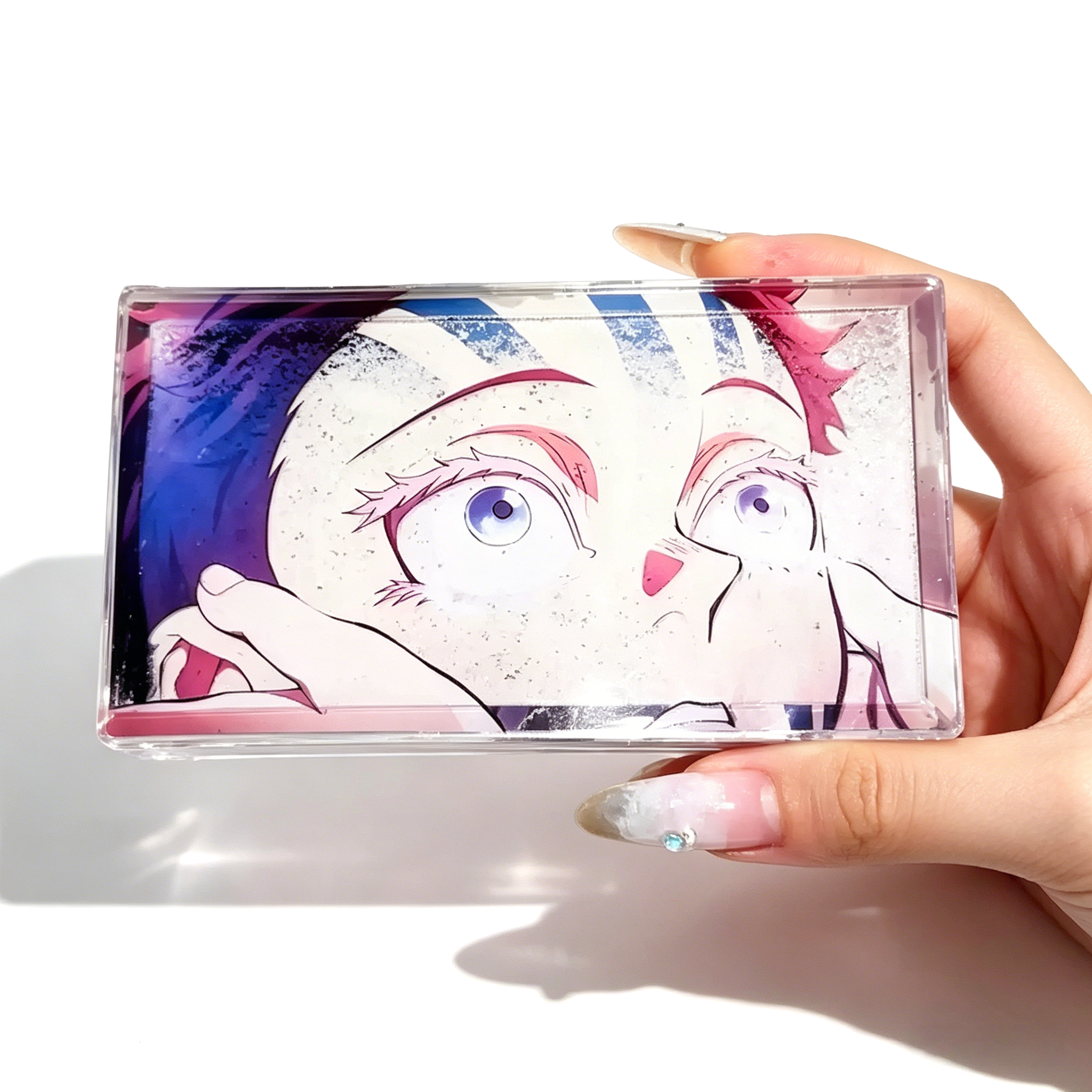 Demon Slayer Akaza Snowflake Changing Acrylic Shaker - Anime 3D Quicksand Collectible Card