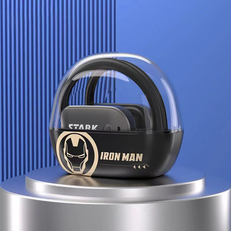 Marvel Iron Man Captain America Open-Ear Wireless Earbuds, Avengers Bluetooth 5.3 Air Conduction Headphones