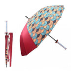 Demon Slayer Tanjiro Zenitsu Shinobu Katana Sword Handle Umbrella, Anime Pattern Windproof Straight Rain Sun Umbrella