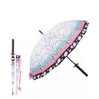 Demon Slayer Tanjiro Zenitsu Shinobu Katana Sword Handle Umbrella, Anime Pattern Windproof Straight Rain Sun Umbrella
