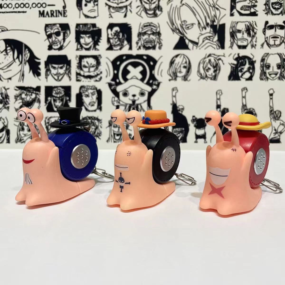 Porte-clés jouet sonore Den Den Mushi Luffy/Ace/Sabo, rétention sonore exclusive, plaisir d'accompagner