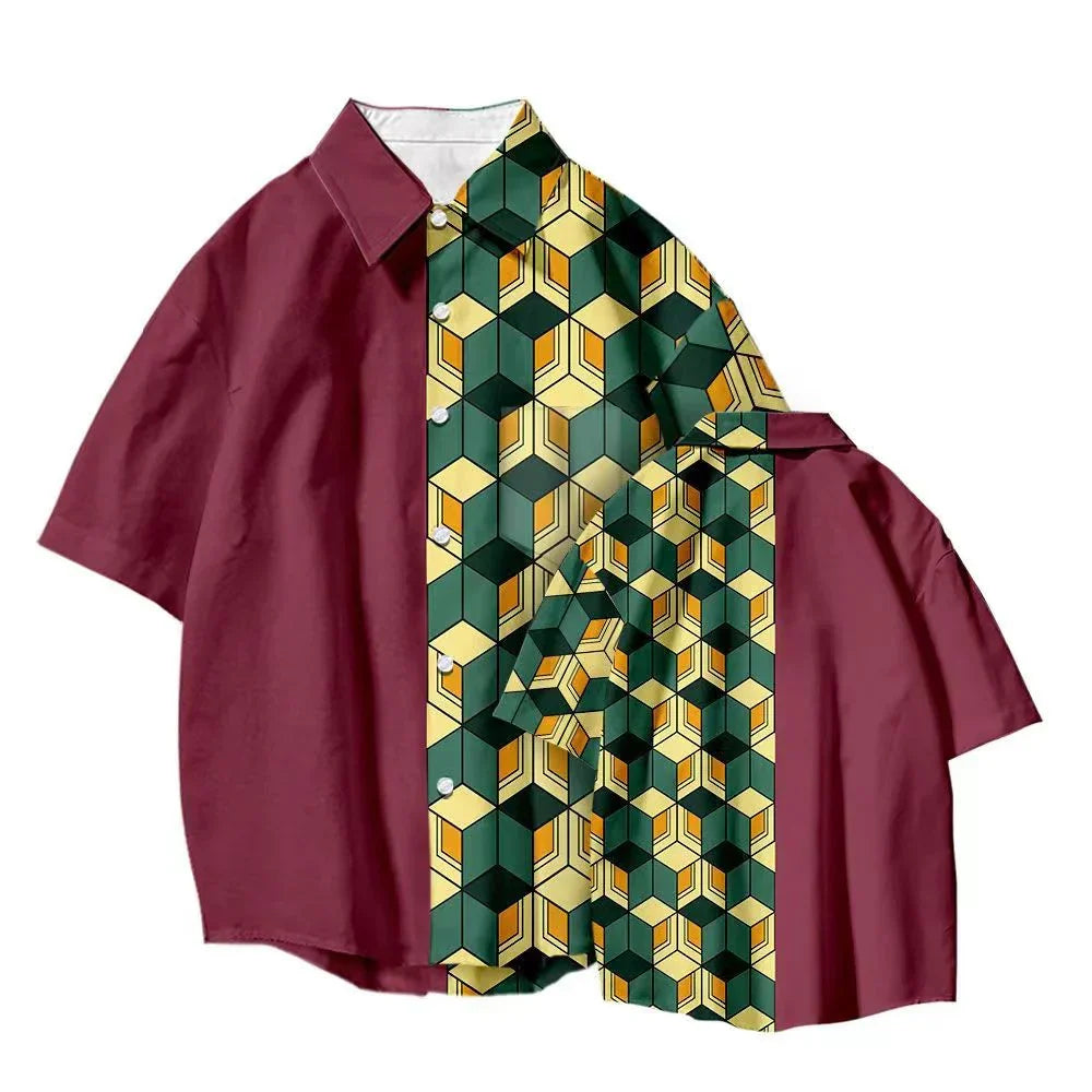 T-shirt Tanjirou/Nezuko, nouveauté été, coupe ample, chemise COS imprimée, tendance jeune décontractée, polyvalente