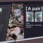 Autocollants laser de décoration de personnage pour colonne de voiture Tanjirou/Nezuko