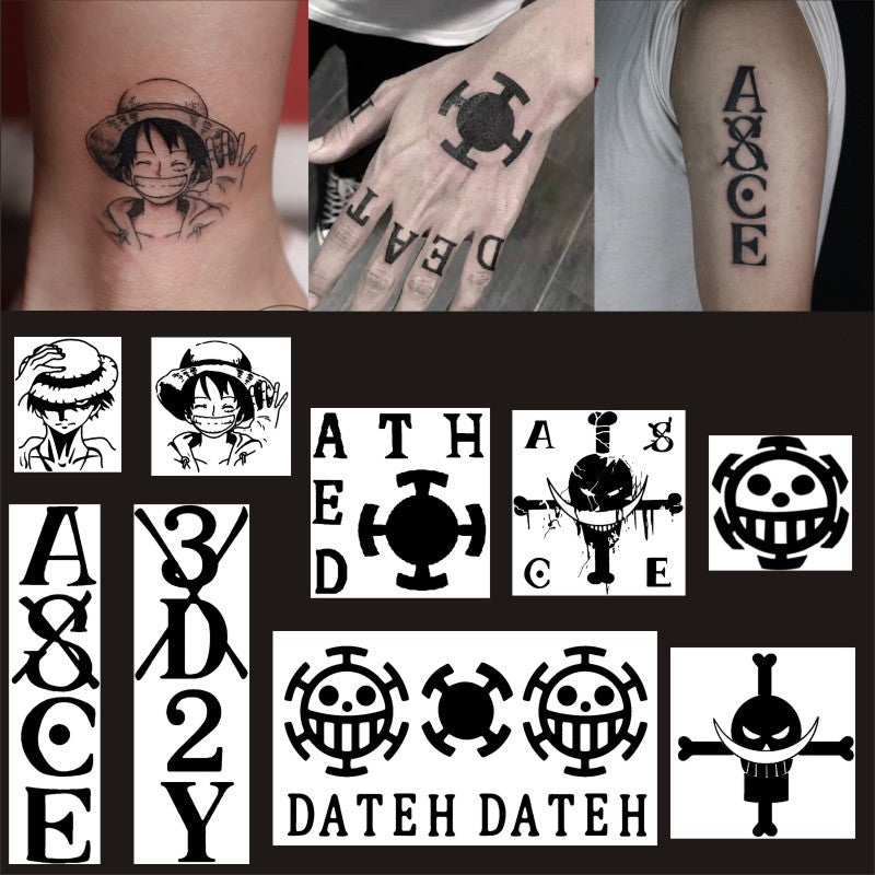 Autocollants de tatouage unisexe Ace/Law imperméables