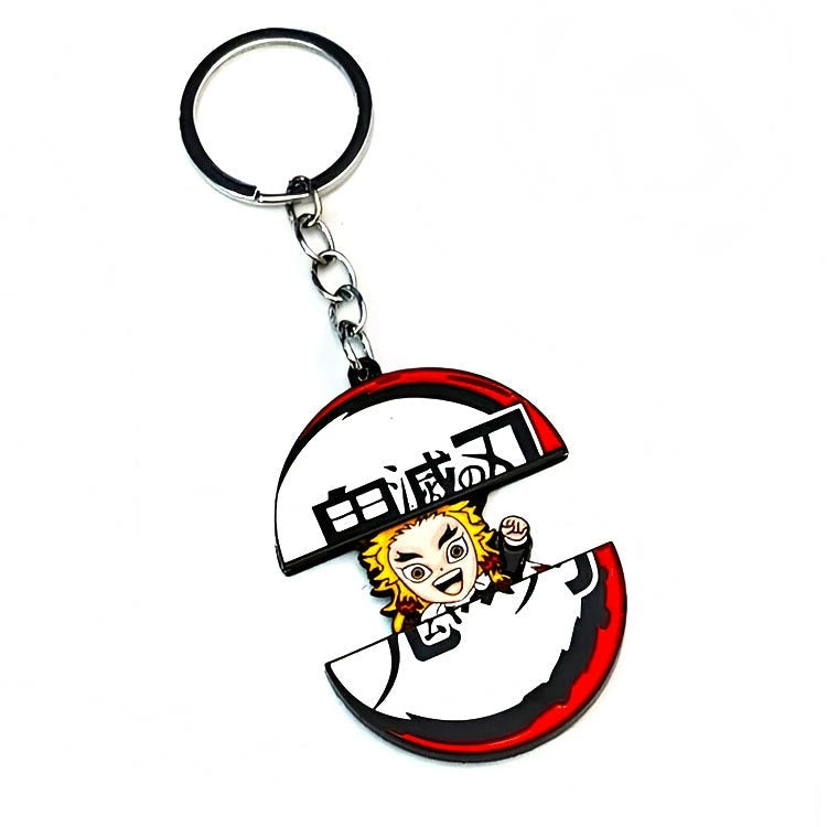 Porte-clés rétractable Demon Slayer Tanjiro Nezuko, porte-clés métallique anime mignon à design fendu