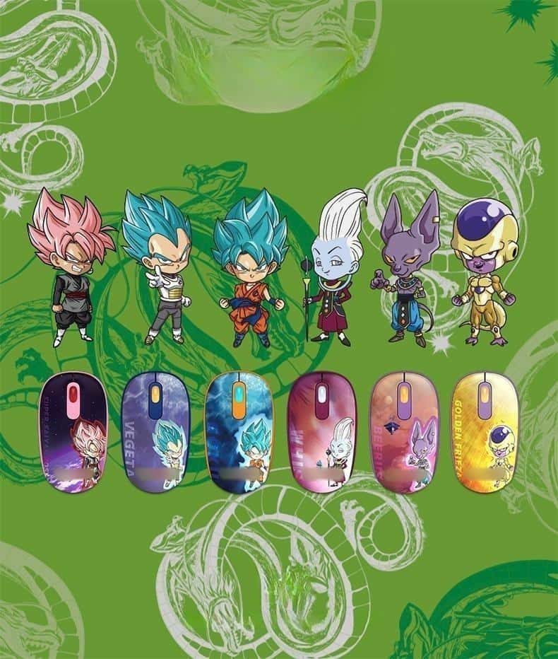 Souris sans fil 2,4 G Son Goku/Frieza/Whis/Beerus pour jeux de bureau