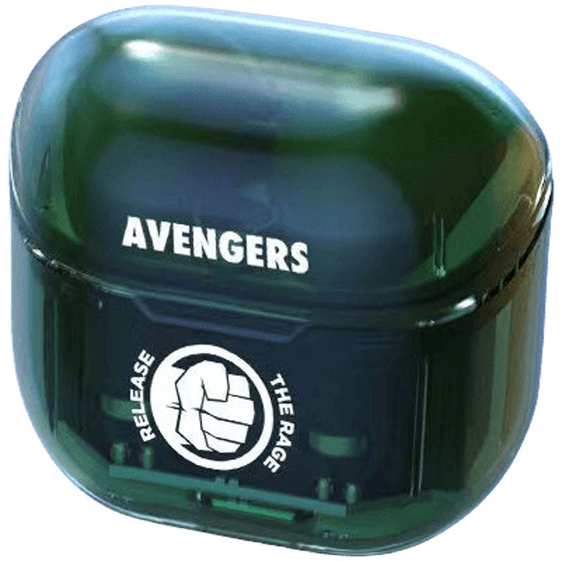 Marvel Iron Man Captain America TWS Wireless Gaming Earbuds, Transparent Case Bluetooth 5.3 Low Latency Headphones