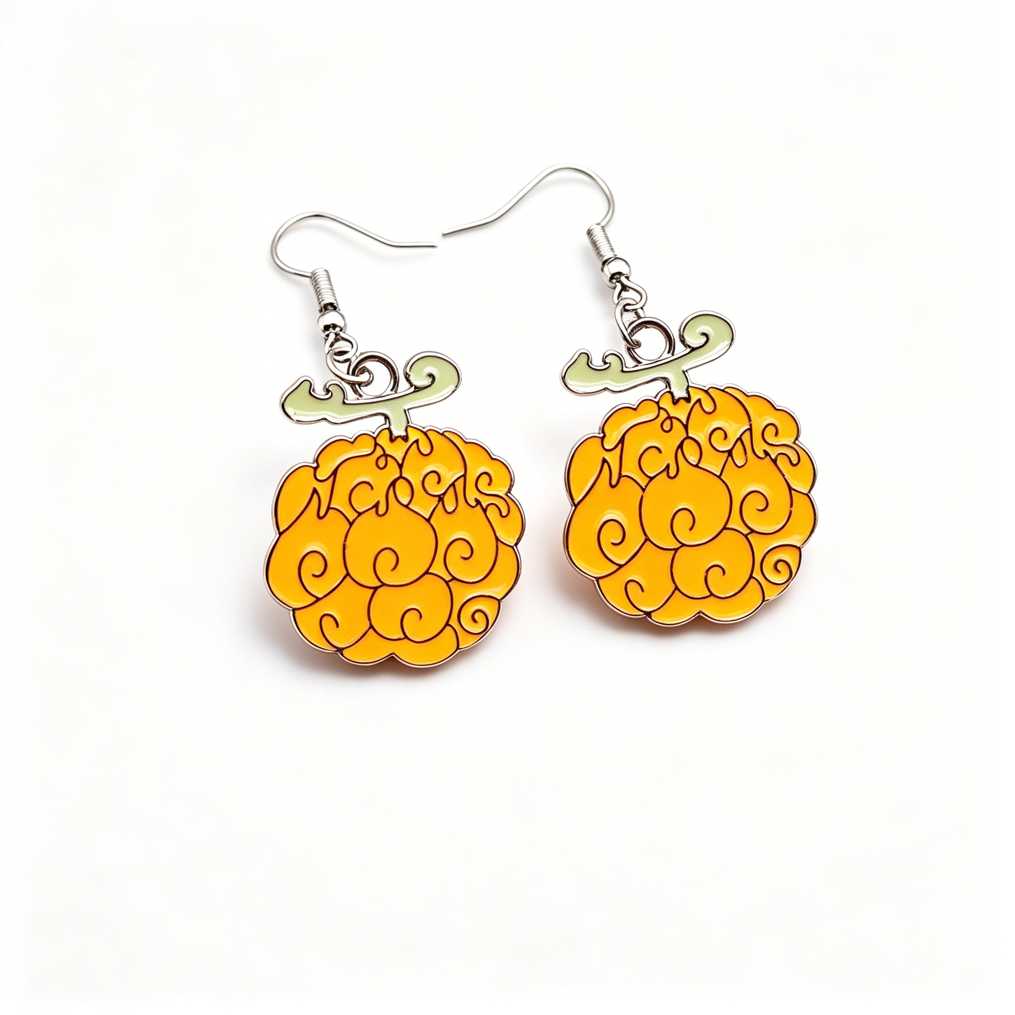Boucles d'oreilles pendantes en émail One Piece Fruit du Démon Pyro-Fruit de Ace