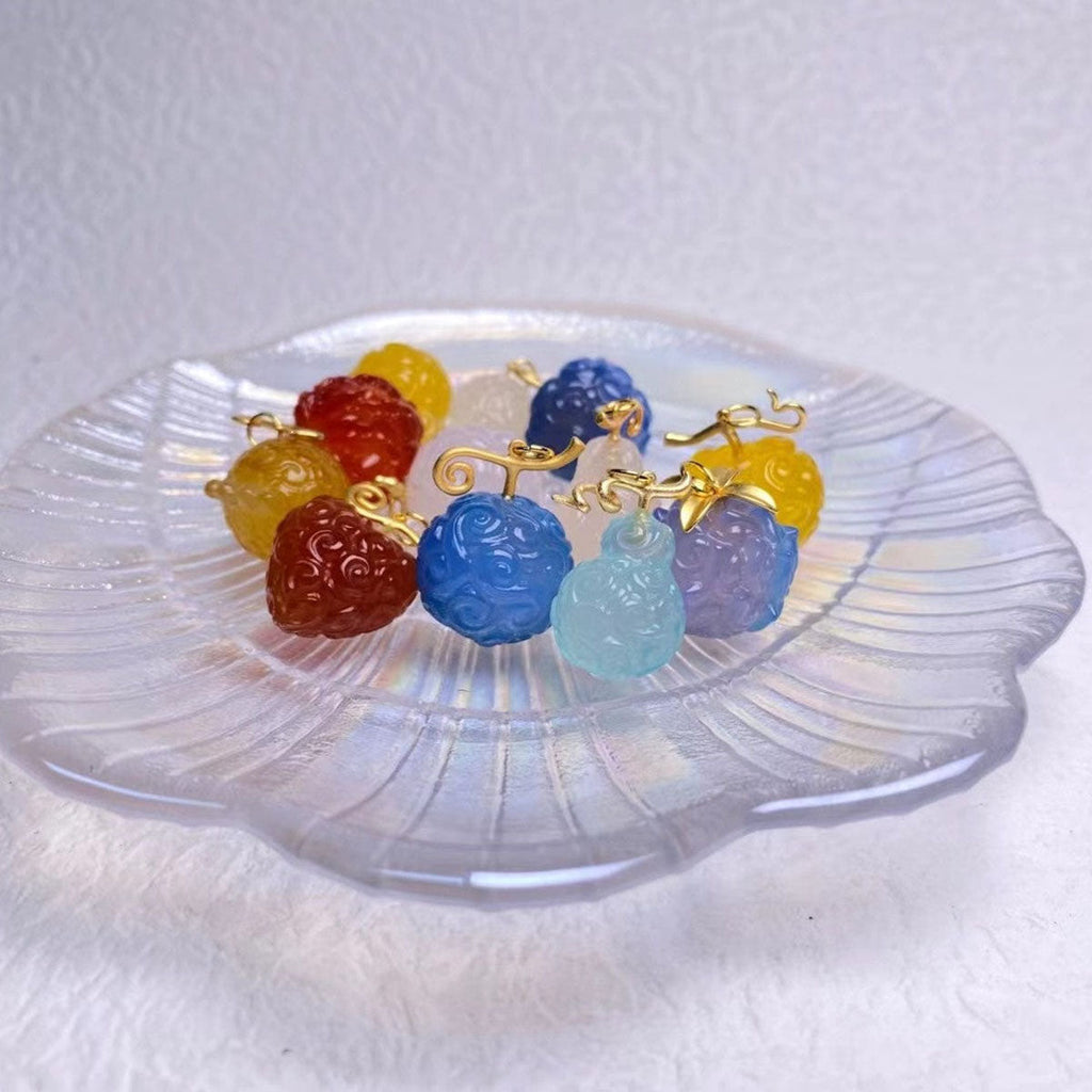 Ensemble collier et pendentif en agate naturelle faits à la main Luffy Fruit du démon