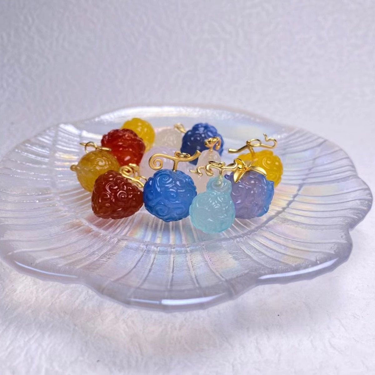 Ensemble collier et pendentif en agate naturelle faits à la main Luffy Fruit du démon