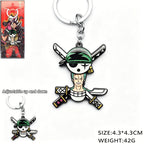 Collier et porte-clés coulissant One Piece Luffy Zoro Fruit du démon, pendentif métallique ajustable pour fans