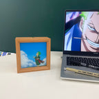 Tableau décoratif lumineux en bois massif Luffy/Ace, petite veilleuse, cadre photo, tableau décoratif.