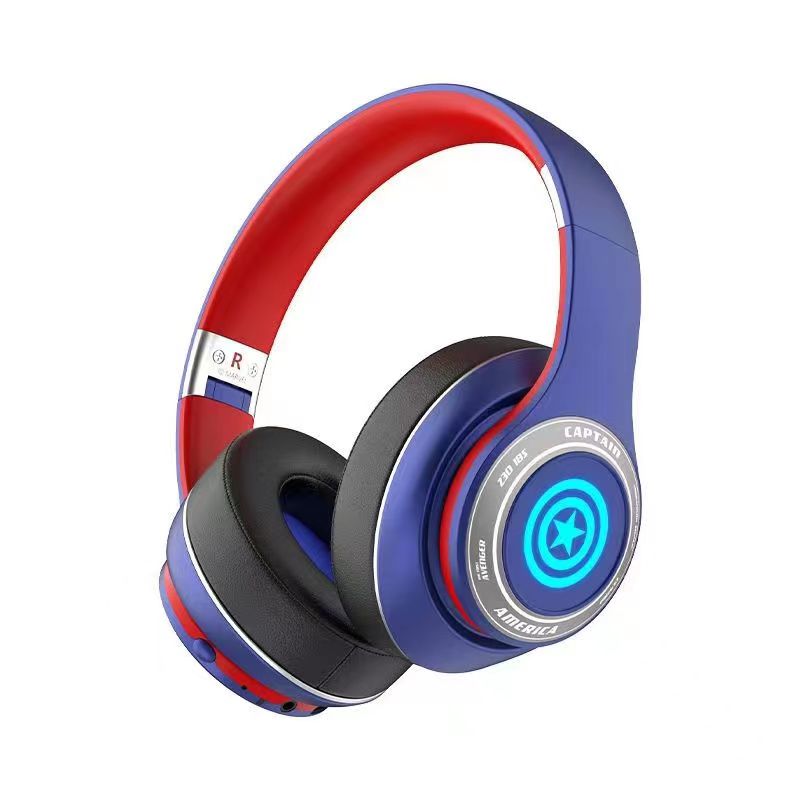 Casque de jeu Marvel Iron Man Captain America, casque supra-auriculaire Bluetooth 5.3 avec lumière RGB