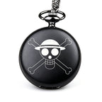 One Piece Monkey D Luffy Whitebeard Pocket Watch, Anime Pirate Skull Quartz Necklace Watch