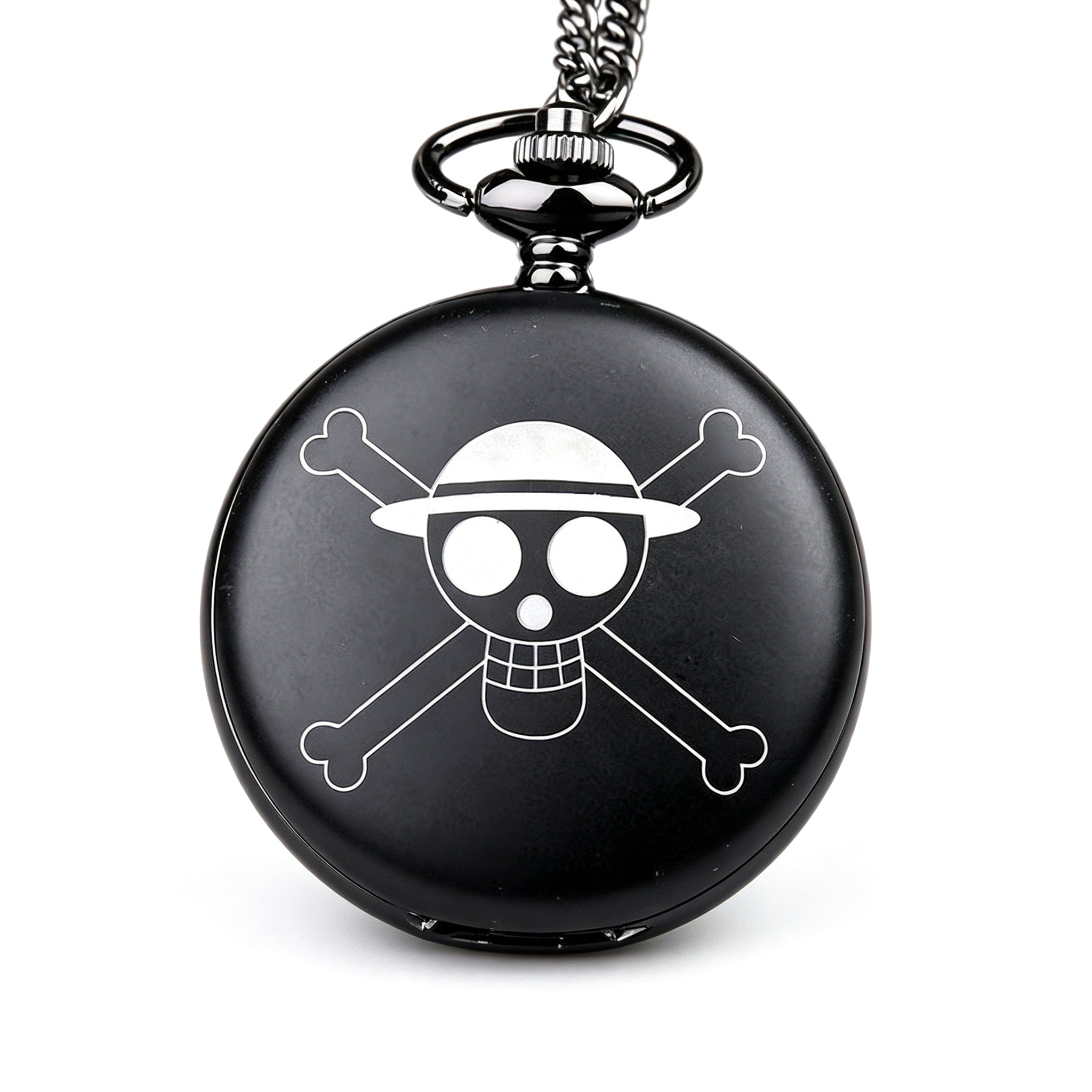 One Piece Monkey D Luffy Whitebeard Pocket Watch, Anime Pirate Skull Quartz Necklace Watch