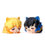 Figurines Chibi Oreilles de Chat Demon Slayer Nezuko Tanjiro, Ensemble de 6 Figurines d'Anime Endormies